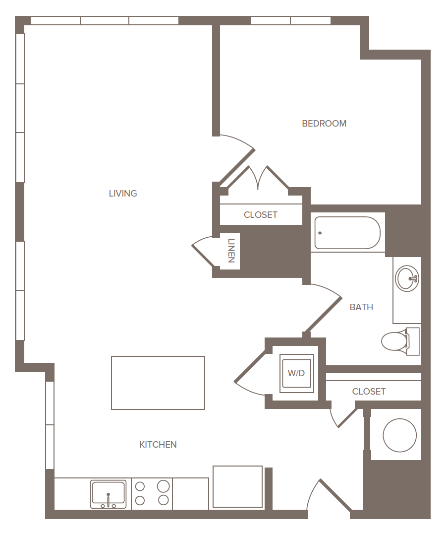 Floorplan for Apartment #1327, 1 bedroom unit at Halstead Parsippany